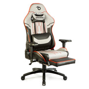 Scaun gaming ergonomic reglabil, cu suport picioare si perne, rabatabil 180°, gri negru albastru/Rosu, 150 kg
