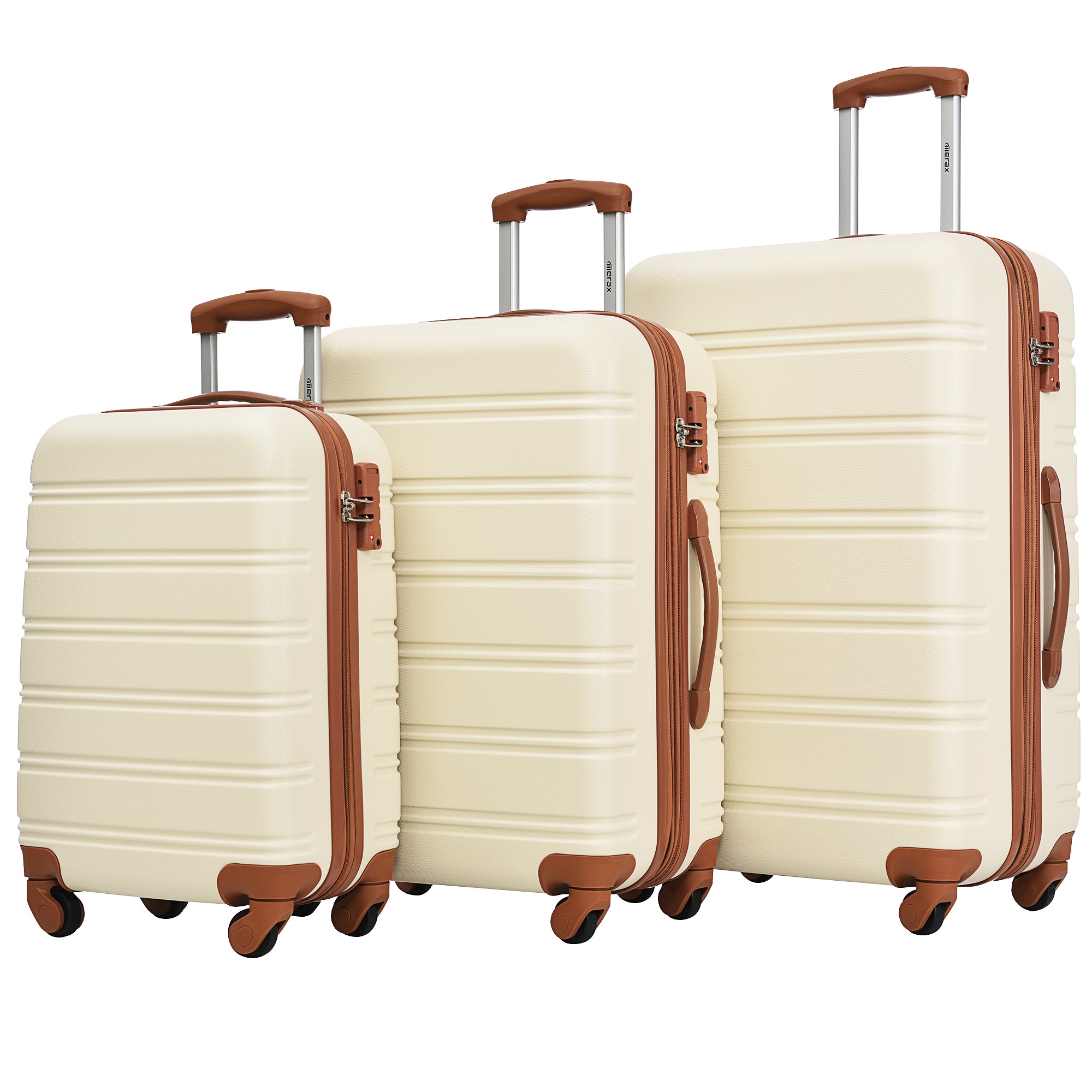 Antique White 3 Piece Luggage Set Hardside Spinner Suitcase with TSA Lock 20