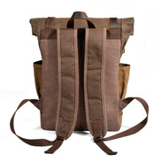 Men's Wax Canvas Backpack, Outdoor Hiking Large Capacity Waterproof Casual Travel Bag