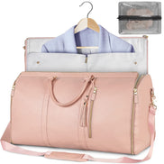 PU leather portable men's and women's foldable suit bag, multifunctional travel luggage bag