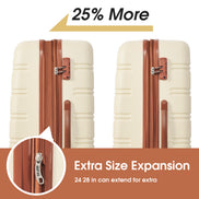 Antique White 3 Piece Luggage Set Hardside Spinner Suitcase with TSA Lock 20