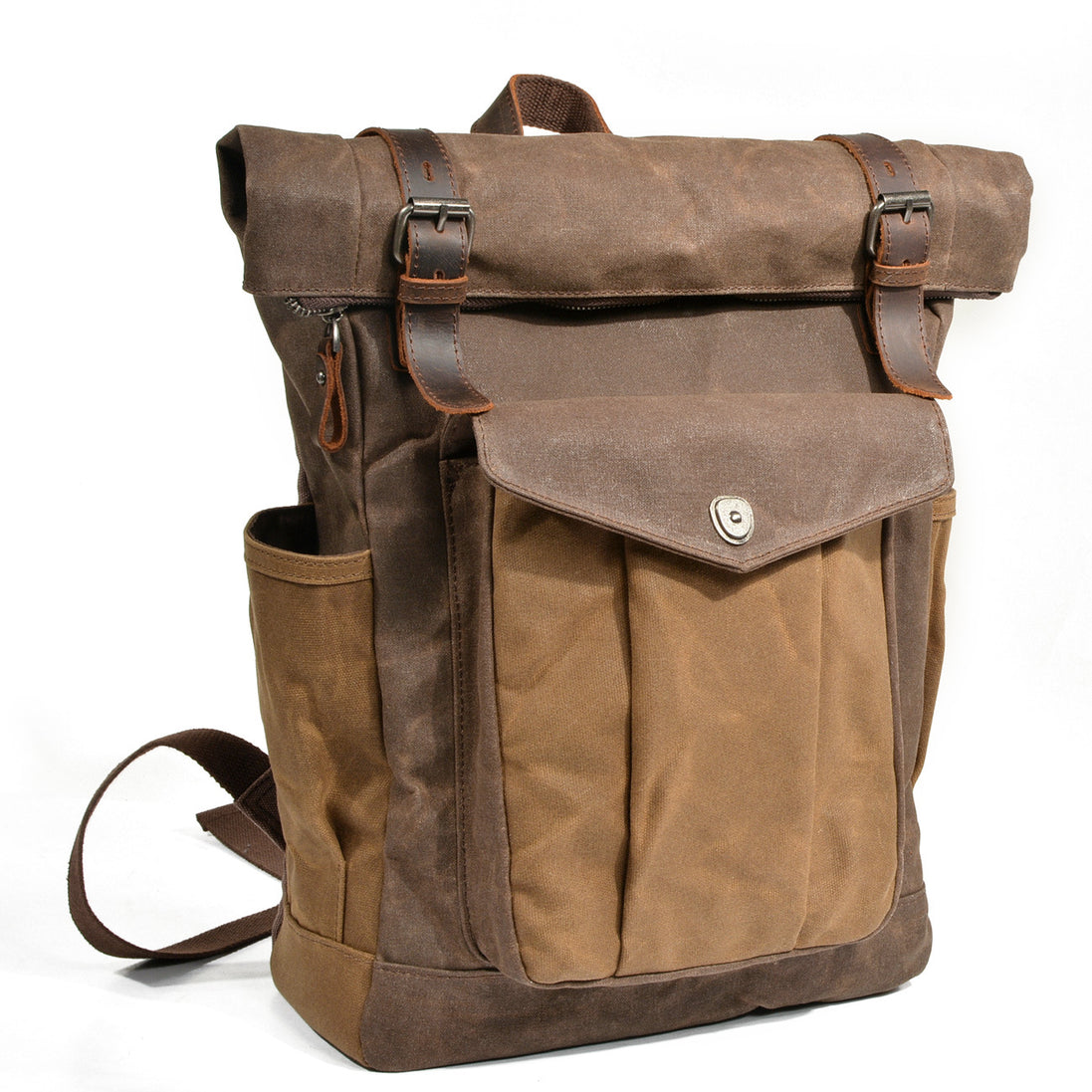 Men's Wax Canvas Backpack, Outdoor Hiking Large Capacity Waterproof Casual Travel Bag