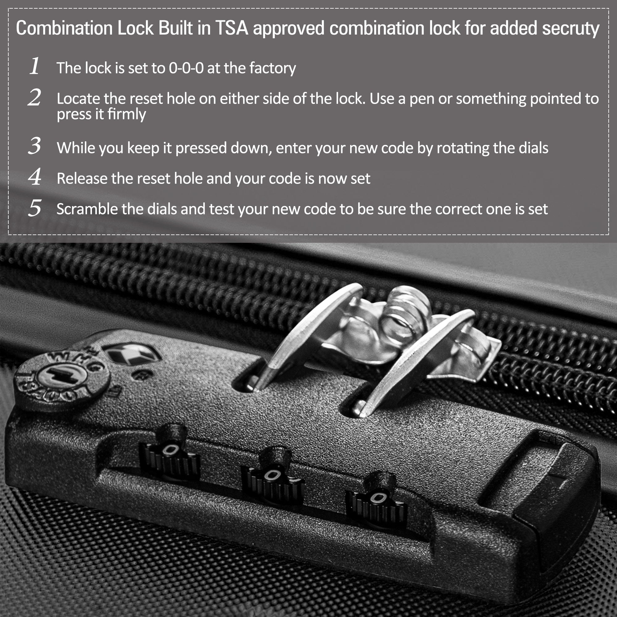 Black 3 Piece Luggage Set Hardside Spinner Suitcase with TSA Lock 20