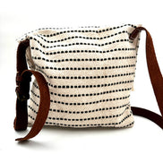 The Boho Carpet Bag – Upcycled Cotton Crossbody with Leather Strap