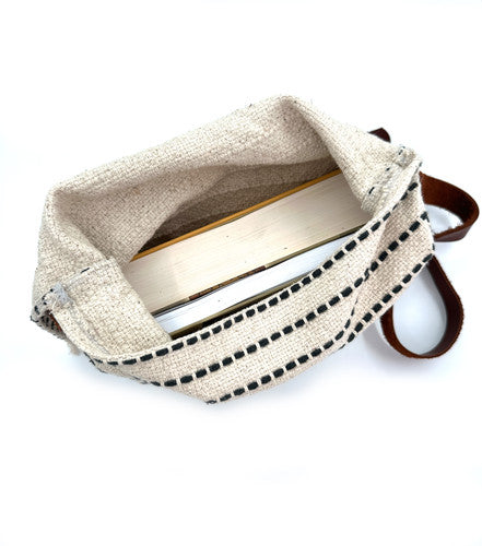 The Boho Carpet Bag – Upcycled Cotton Crossbody with Leather Strap