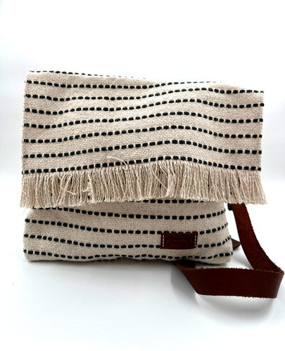 The Boho Carpet Bag – Upcycled Cotton Crossbody with Leather Strap