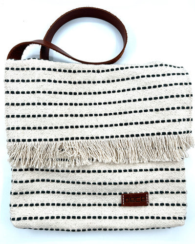 The Boho Carpet Bag – Upcycled Cotton Crossbody with Leather Strap