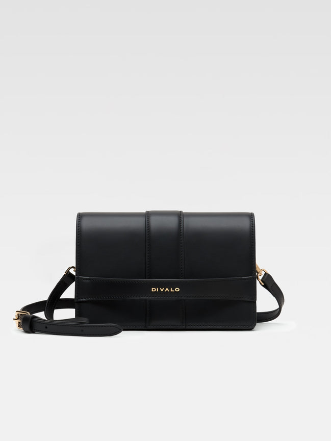 Divalo Transylvania Vanguard Leather Crossbody Bag Black