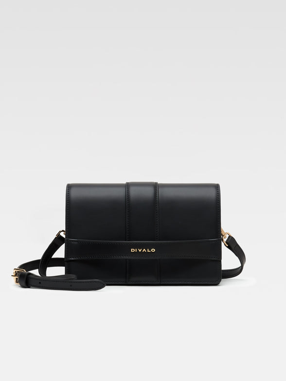 Divalo Transylvania Vanguard Leather Crossbody Bag Black